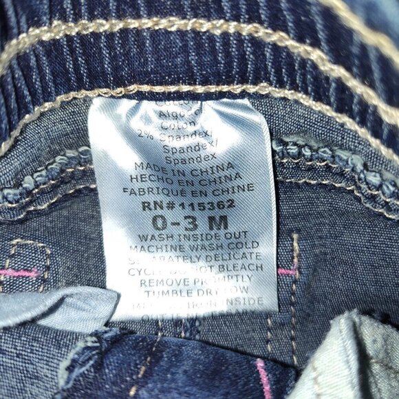 VTG Baby Apple Bottom Blue Jeans Pink Logo Size 0-3 Months - Picture 5 of 6